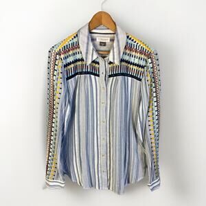 Pilcro & The Letterpress Embroidered Blouse Women’s M Southwestern Button Up